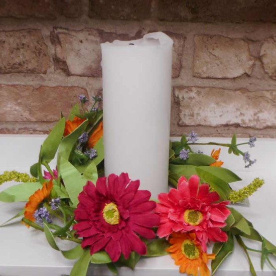 Artificial Flowers Candle Ring Gerberas and Daisies 28cm Artificial